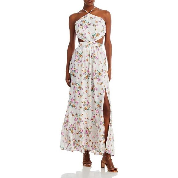 Wayf Dresses & Skirts - NWT WAYF Metallic Halter Maxi Dress Ivory Floral Size L